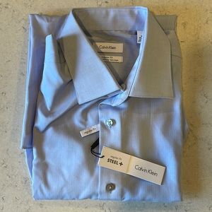 Calvin Klein - Mens Shirt - Regular Fit -Pail Blue - Gray Buttons(Size 16 32/33)